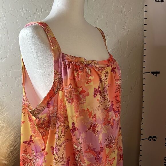 Cw Classics pink & orange bra top sleeveless square neck silky fabric plus size - Picture 7 of 12
